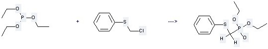 Phosphonic acid,P-[(phenylthio)methyl]-, diethyl ester can be prepared by phosphorous acid triethyl ester and chloromethylsulfanyl-benzene